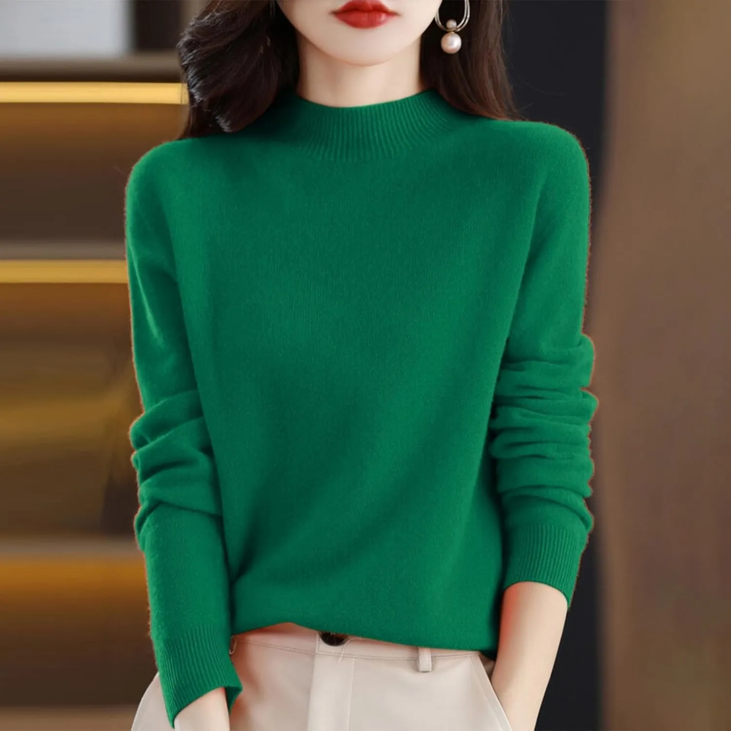 2025 Cashmere Sweaters for Women Comfort Pullover Sweaters Casual Crewneck Sweater Dressy Long Sleeve Sweaters