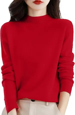 2025 Cashmere Sweaters for Women Comfort Pullover Sweaters Casual Crewneck Sweater Dressy Long Sleeve Sweaters