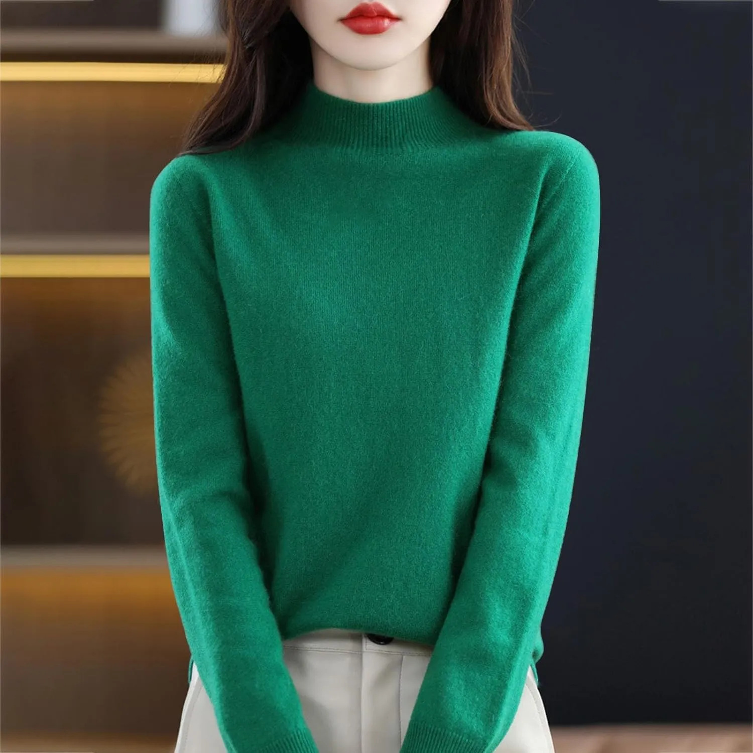 2025 Cashmere Sweaters for Women Comfort Pullover Sweaters Casual Crewneck Sweater Dressy Long Sleeve Sweaters
