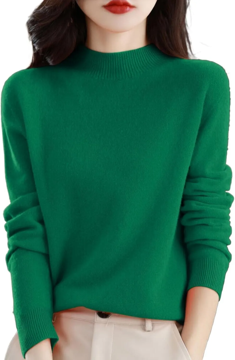 2025 Cashmere Sweaters for Women Comfort Pullover Sweaters Casual Crewneck Sweater Dressy Long Sleeve Sweaters