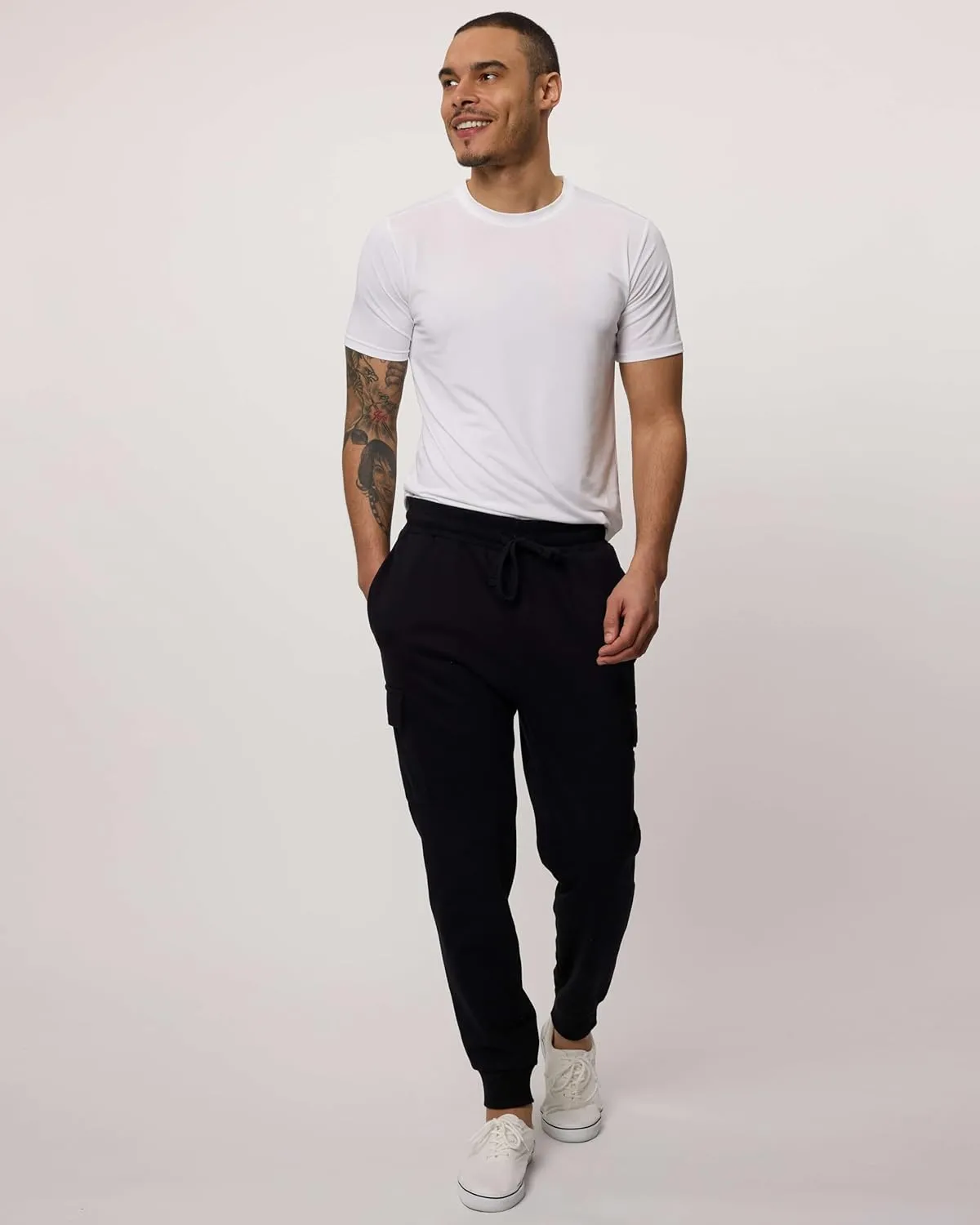 3 Pack: Men's Cotton Fleece Cargo Jogger Sweatpants with Pockets
