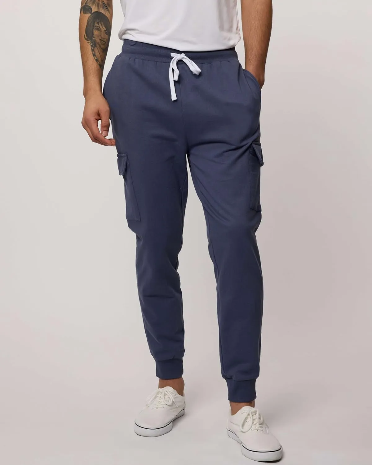 3 Pack: Men's Cotton Fleece Cargo Jogger Sweatpants with Pockets