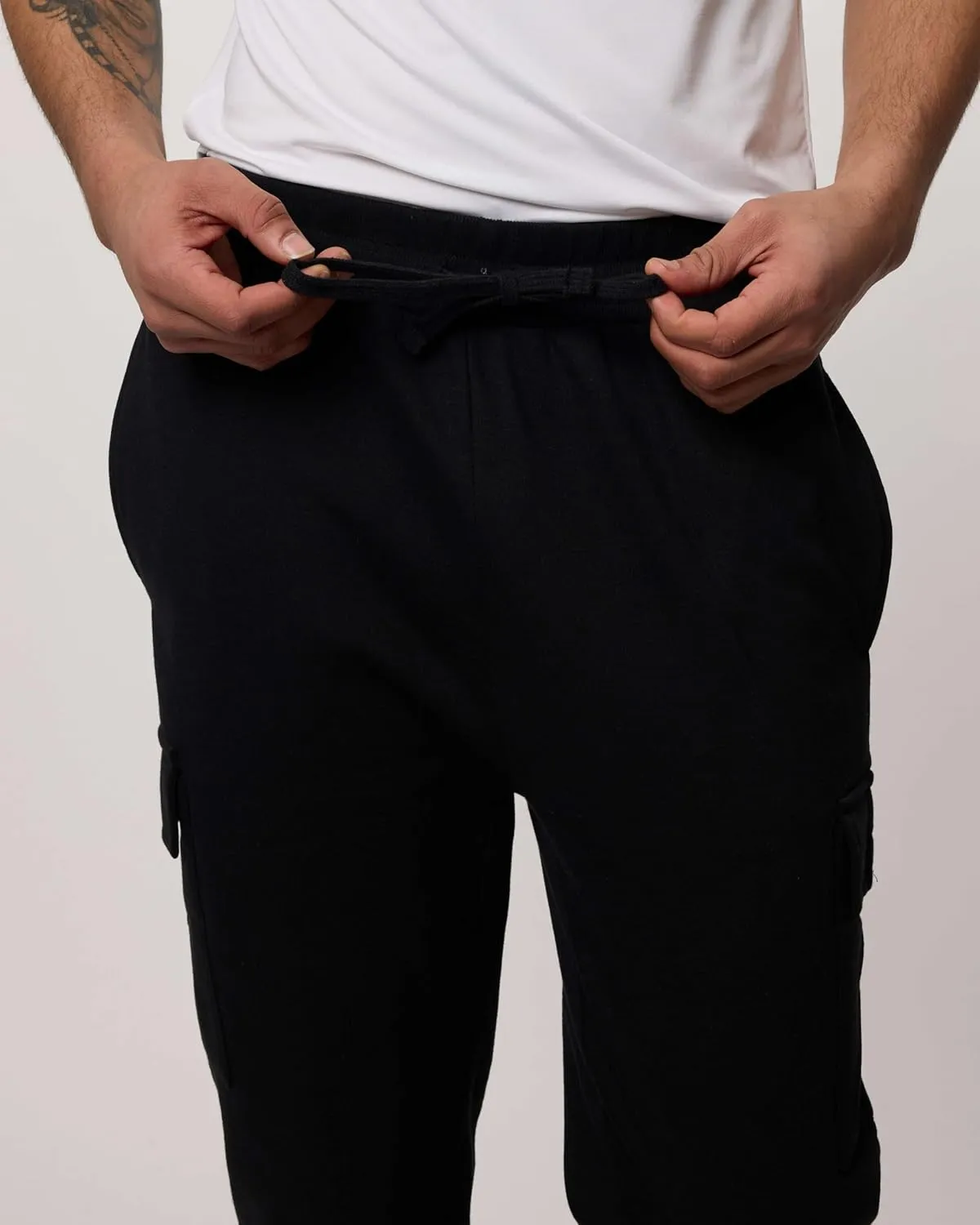 3 Pack: Men's Cotton Fleece Cargo Jogger Sweatpants with Pockets