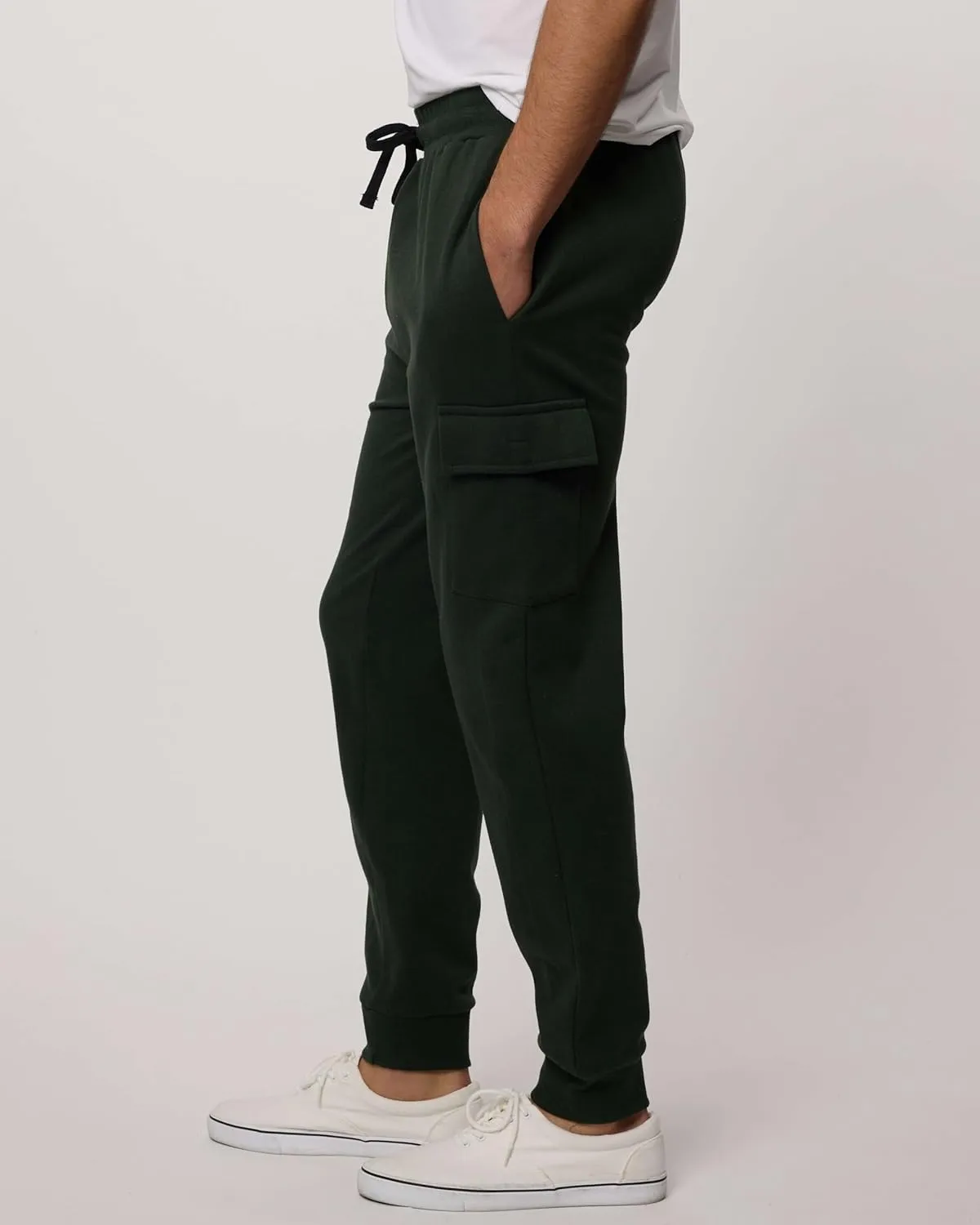 3 Pack: Men's Cotton Fleece Cargo Jogger Sweatpants with Pockets