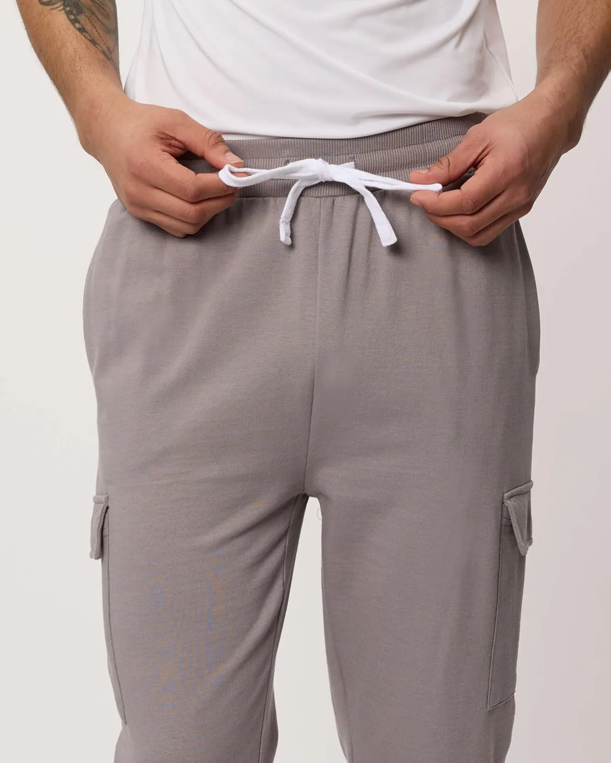 3 Pack: Men's Cotton Fleece Cargo Jogger Sweatpants with Pockets