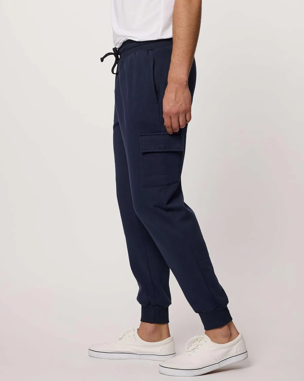 3 Pack: Men's Cotton Fleece Cargo Jogger Sweatpants with Pockets