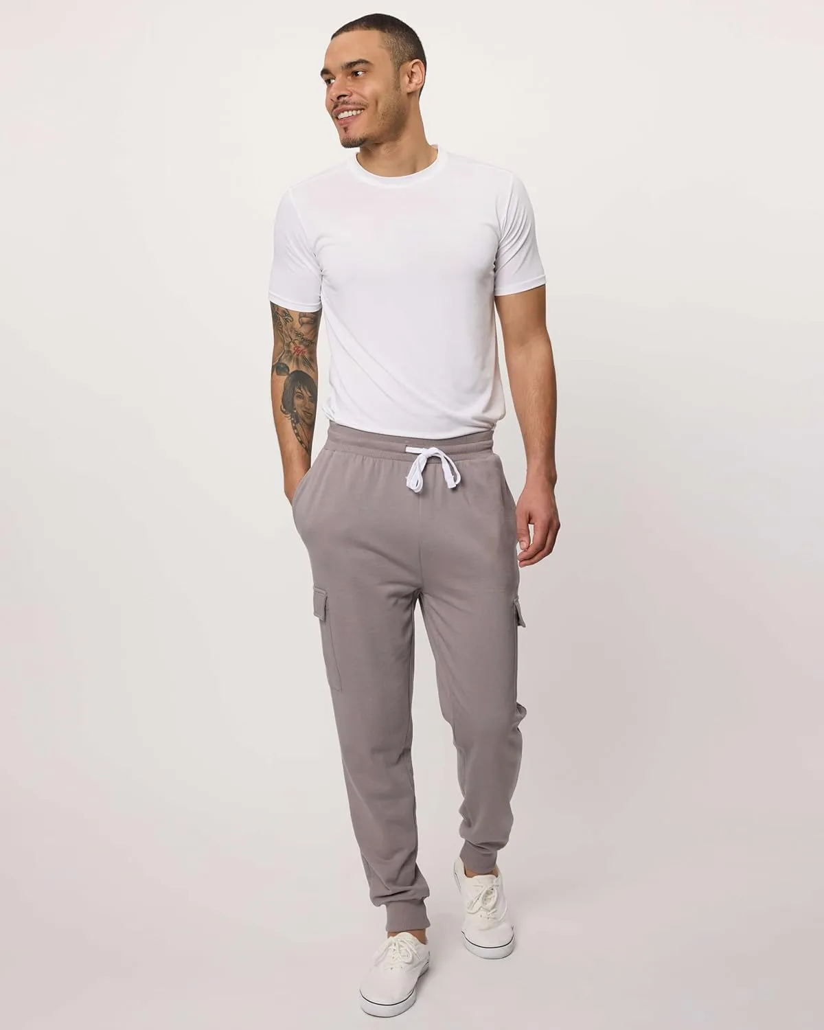 3 Pack: Men's Cotton Fleece Cargo Jogger Sweatpants with Pockets