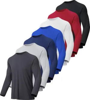 4-7 Pack Long Sleeve Shirts for Men Quick Dry Moisture Wicking Mens Long Sleeve Tee Shirts Workout T Shirts