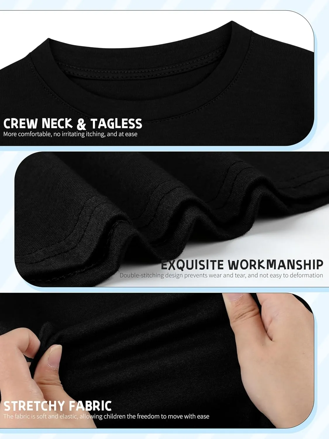 4 Pack Boys Long Sleeve Shirts Soft Cotton Basic Tees Youth Boys Long Sleeve T-Shirts Layering Shirts Tagless