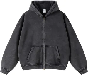 Acid Wash Oversized Mens Hoodies Vintage Hoodie for Men Women Streetwear Hoodies Jacket Zip Up Sweatshirt