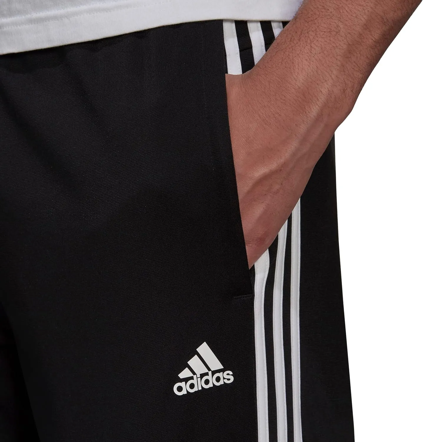 adidas Men's Essentials Warm-up Open Hem 3-stripes Tracksuit Bottoms, Black-white,