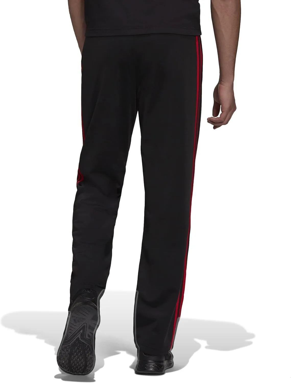 adidas Men's Essentials Warm-up Open Hem 3-stripes Tracksuit Bottoms, Black-white,