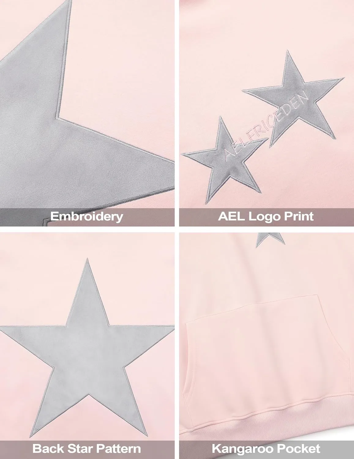 Aelfric Eden Star Hoodies Y2k Oversized Graphic Hoodies Aesthetic 90s Crewneck Sweatshirt Long Sleeve Pullover Tops