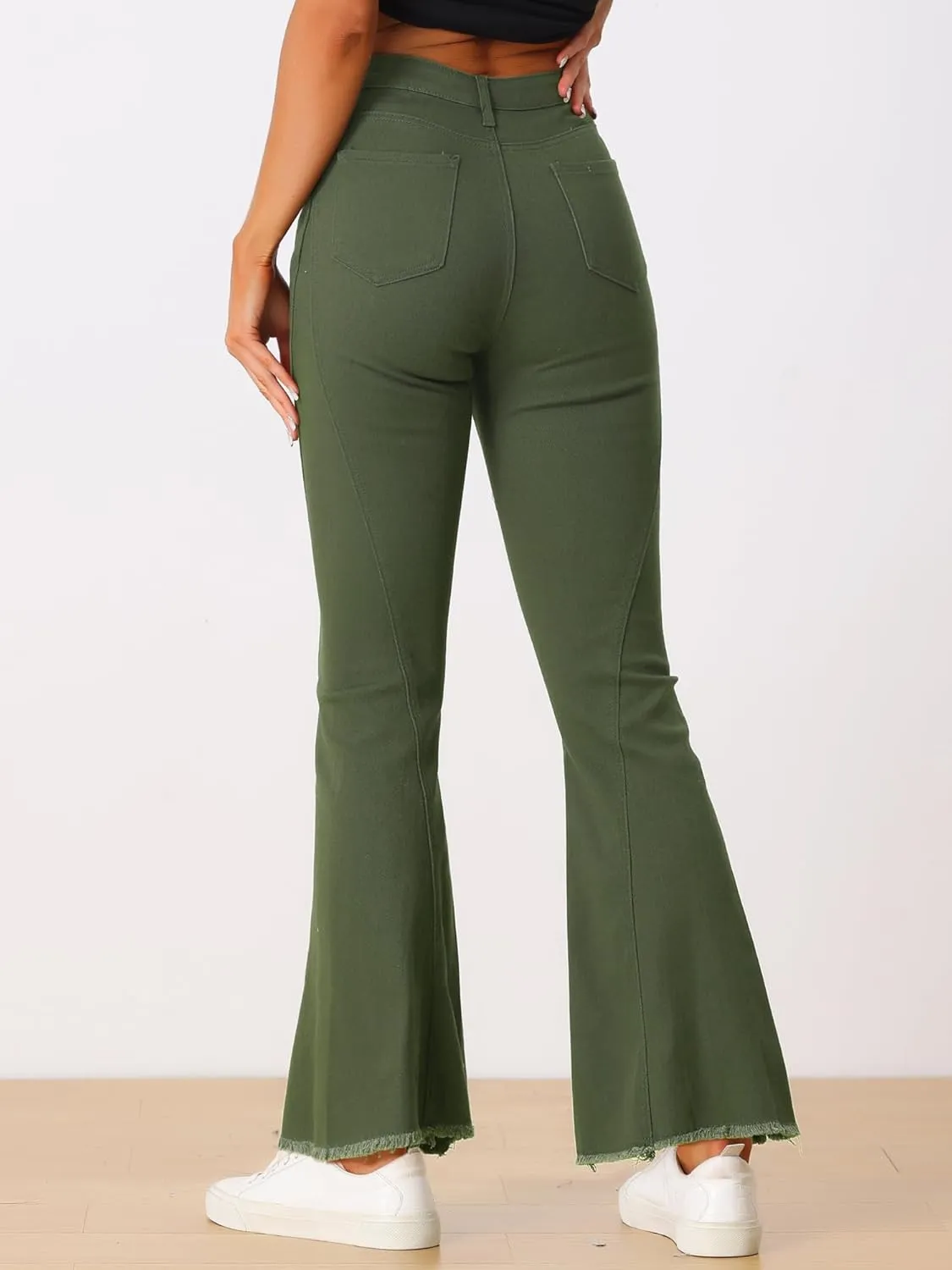 Allegra K Women's 70s Vintage Flare Jeans High Waist Stretch Denim Bell Bottoms Jeans