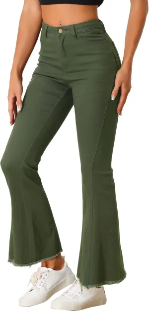 Allegra K Women's 70s Vintage Flare Jeans High Waist Stretch Denim Bell Bottoms Jeans