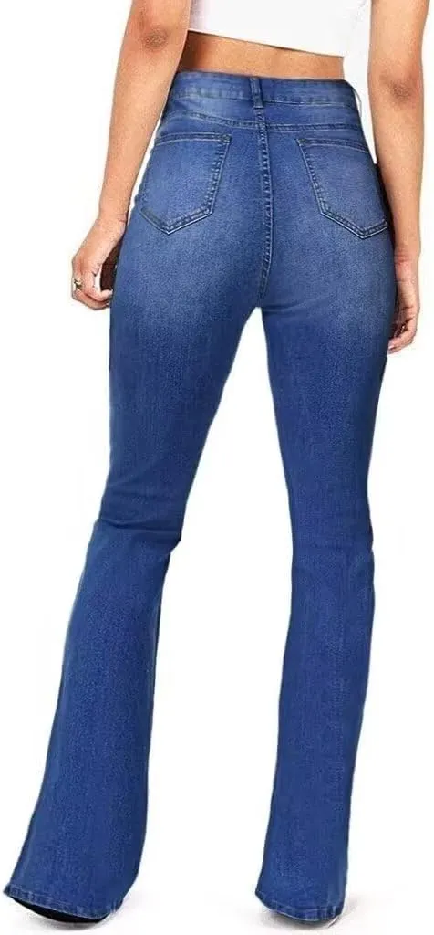 AMRSPENG Women's Black Bell Bottom Jeans for Women Flare Jeans High Waist Bootcut Jeans for Women Stretch Bell Bottom Pants