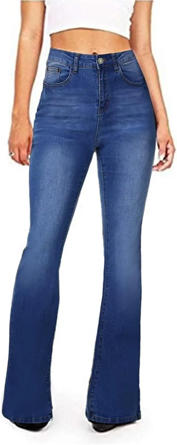 AMRSPENG Women's Black Bell Bottom Jeans for Women Flare Jeans High Waist Bootcut Jeans for Women Stretch Bell Bottom Pants