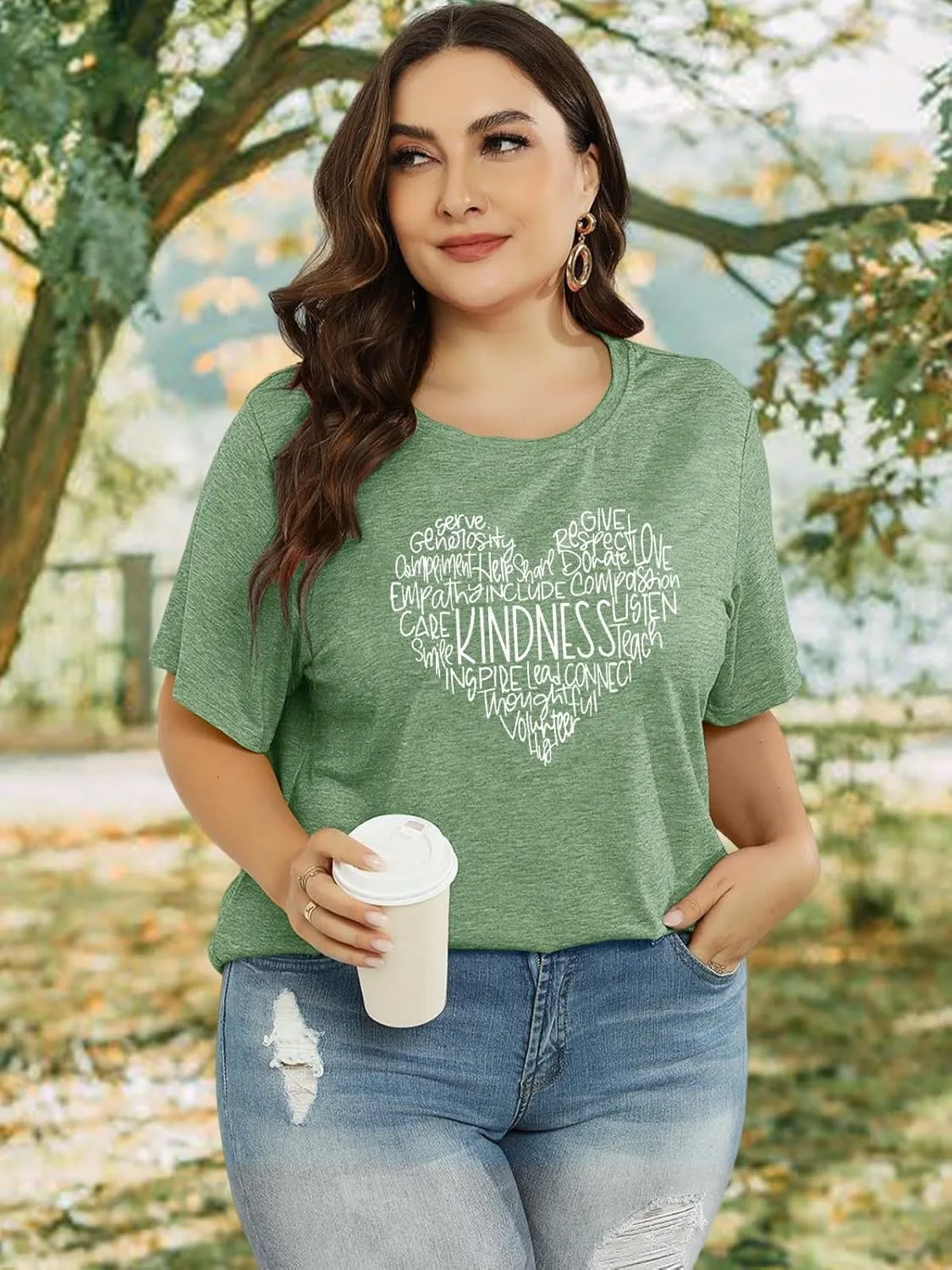 Anbech Women Plus Size Tops Cute Kindness Graphic Be Kind Tees Wildflowers Print Teacher Tops