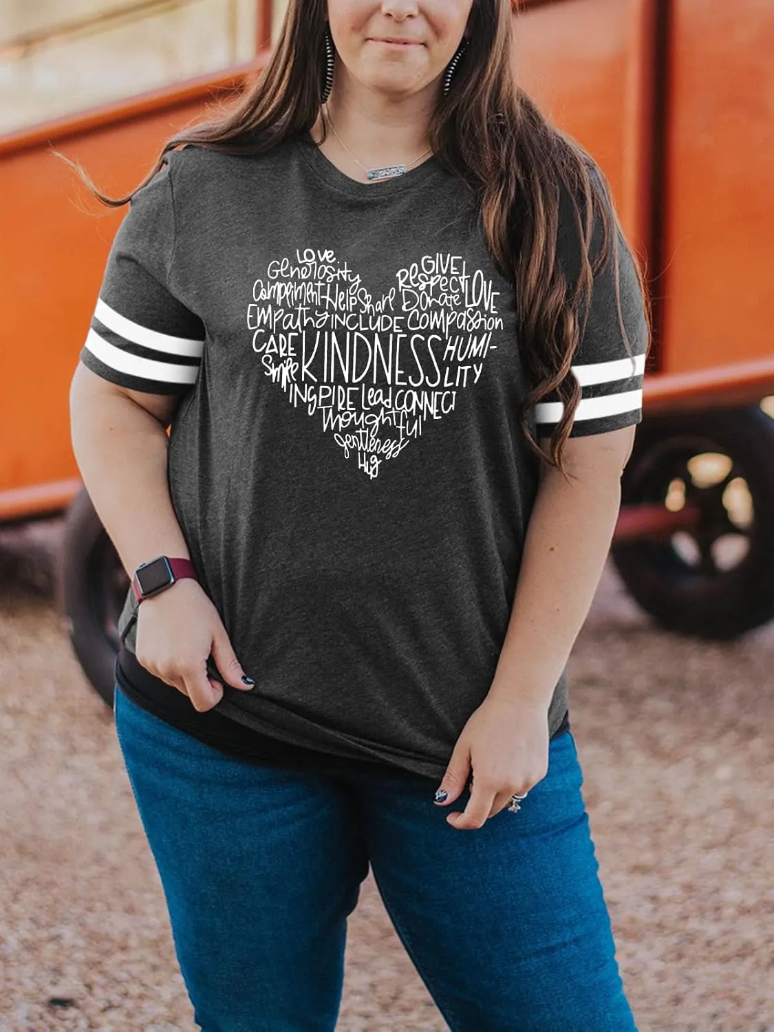 Anbech Women Plus Size Tops Cute Kindness Graphic Be Kind Tees Wildflowers Print Teacher Tops