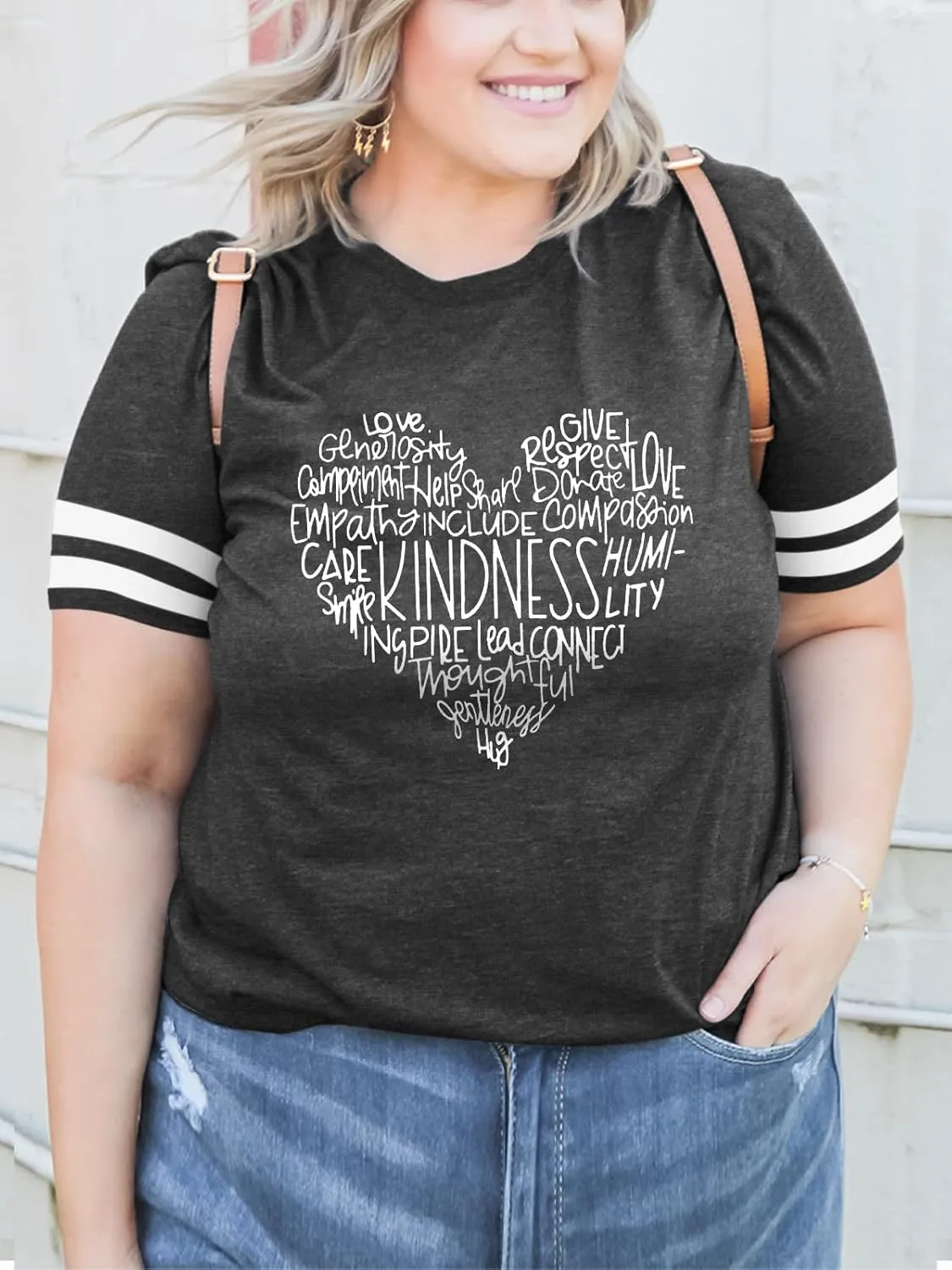 Anbech Women Plus Size Tops Cute Kindness Graphic Be Kind Tees Wildflowers Print Teacher Tops
