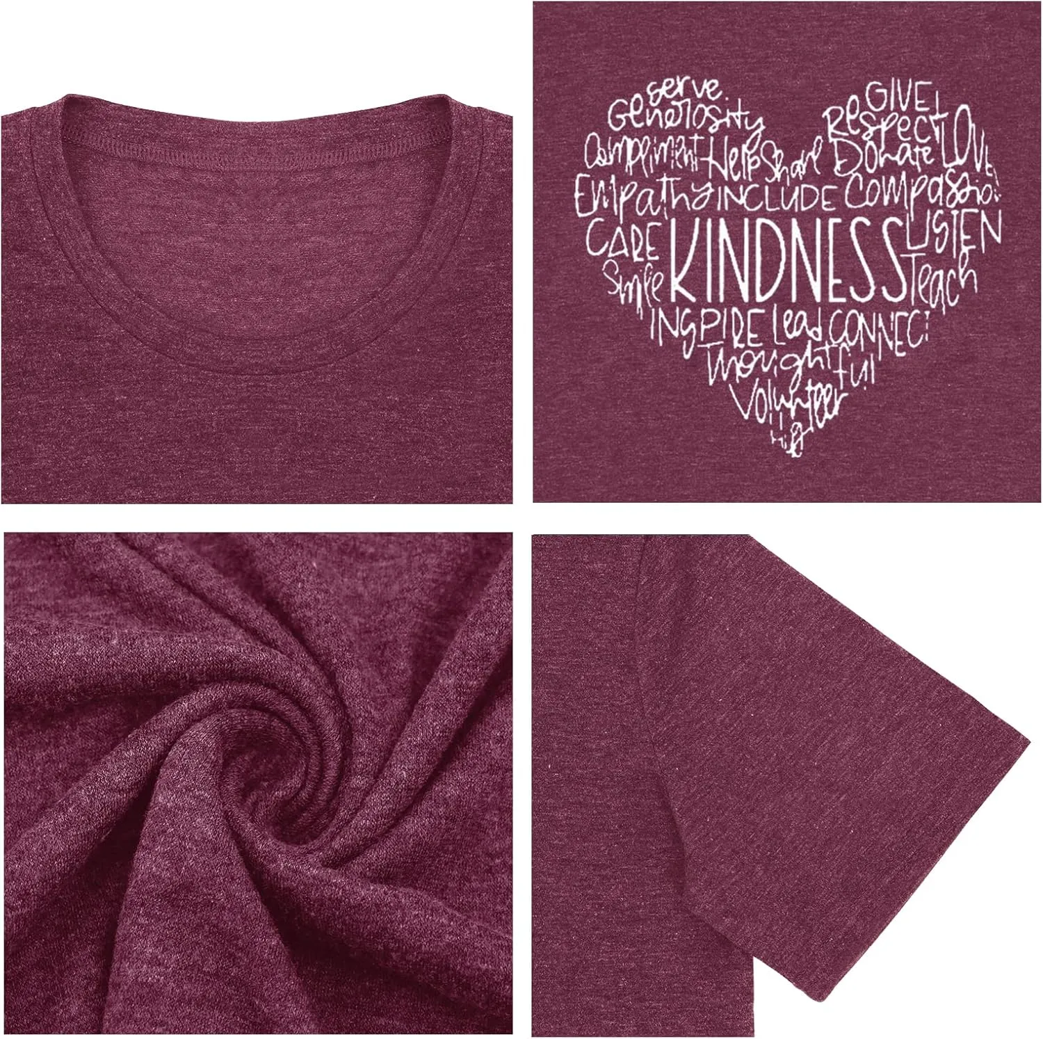Anbech Women Plus Size Tops Cute Kindness Graphic Be Kind Tees Wildflowers Print Teacher Tops