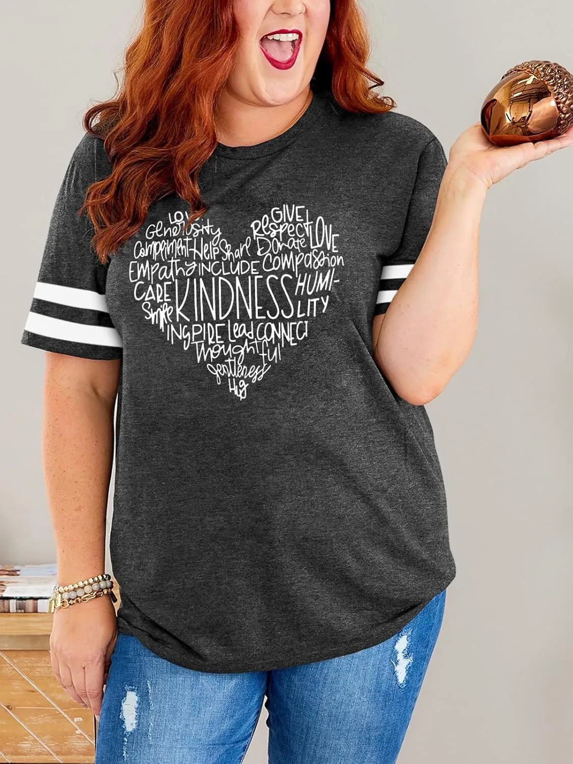 Anbech Women Plus Size Tops Cute Kindness Graphic Be Kind Tees Wildflowers Print Teacher Tops