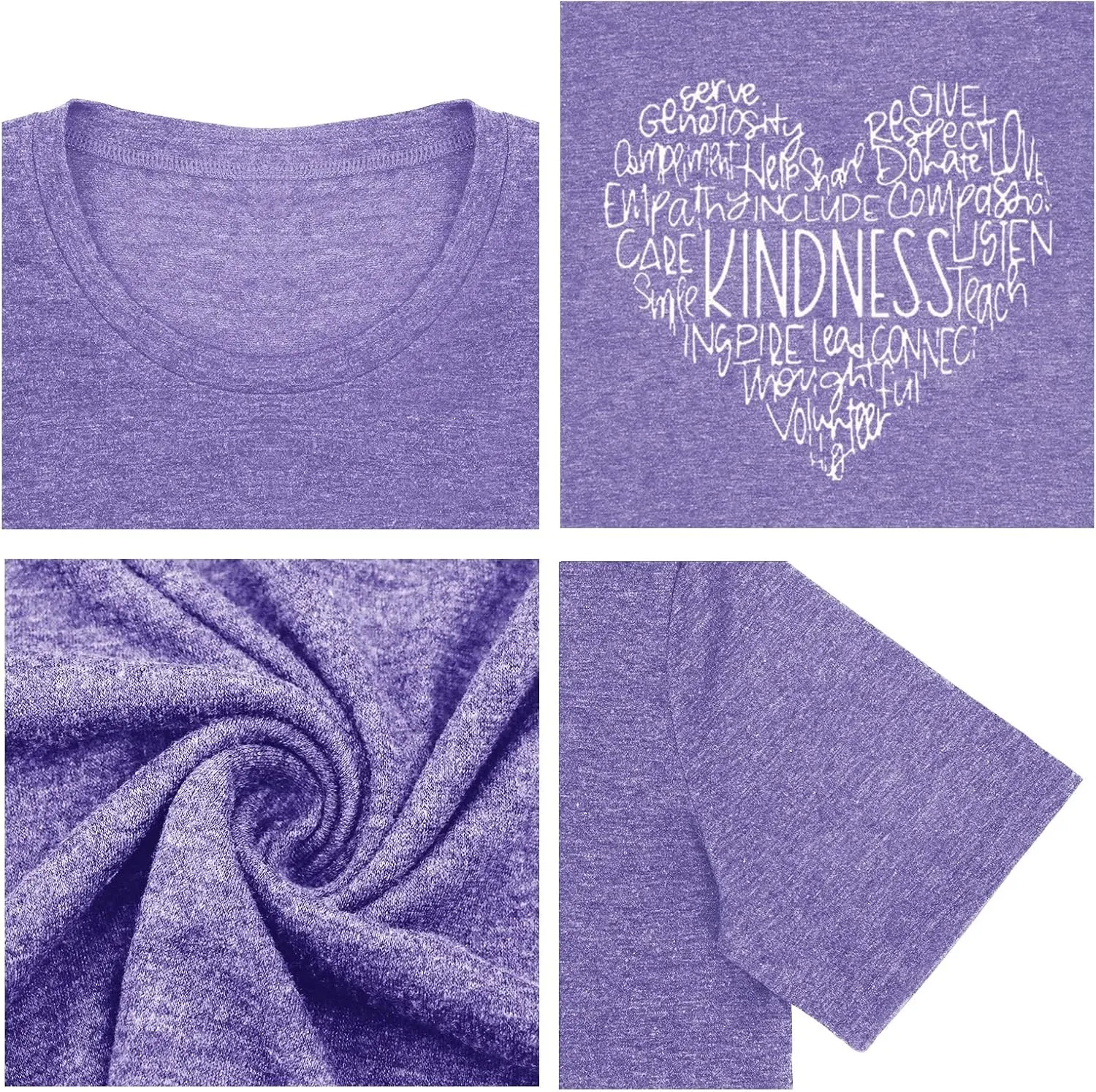 Anbech Women Plus Size Tops Cute Kindness Graphic Be Kind Tees Wildflowers Print Teacher Tops