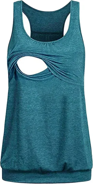 Andongnywell Plus Size Tank Tops Breastfeeding Shirt Women?s Maternity Nursing Vest Sleeveless Tops