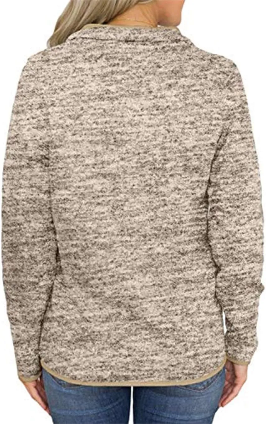 Artfish Women's Women Quarter Zip Casual Pullovers Lightweight Fleece Sweatshirts with Pockets