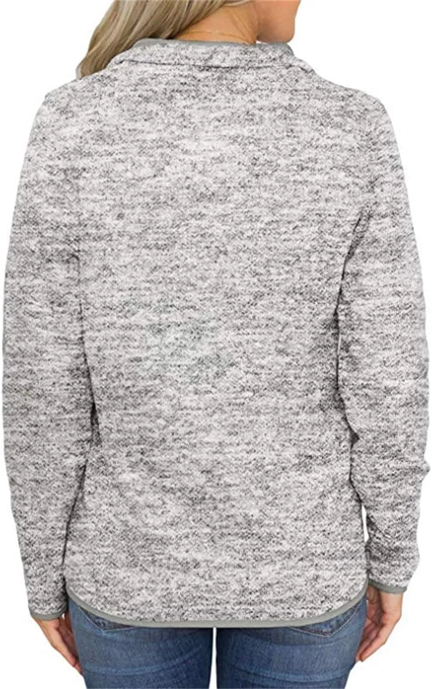 Artfish Women's Women Quarter Zip Casual Pullovers Lightweight Fleece Sweatshirts with Pockets