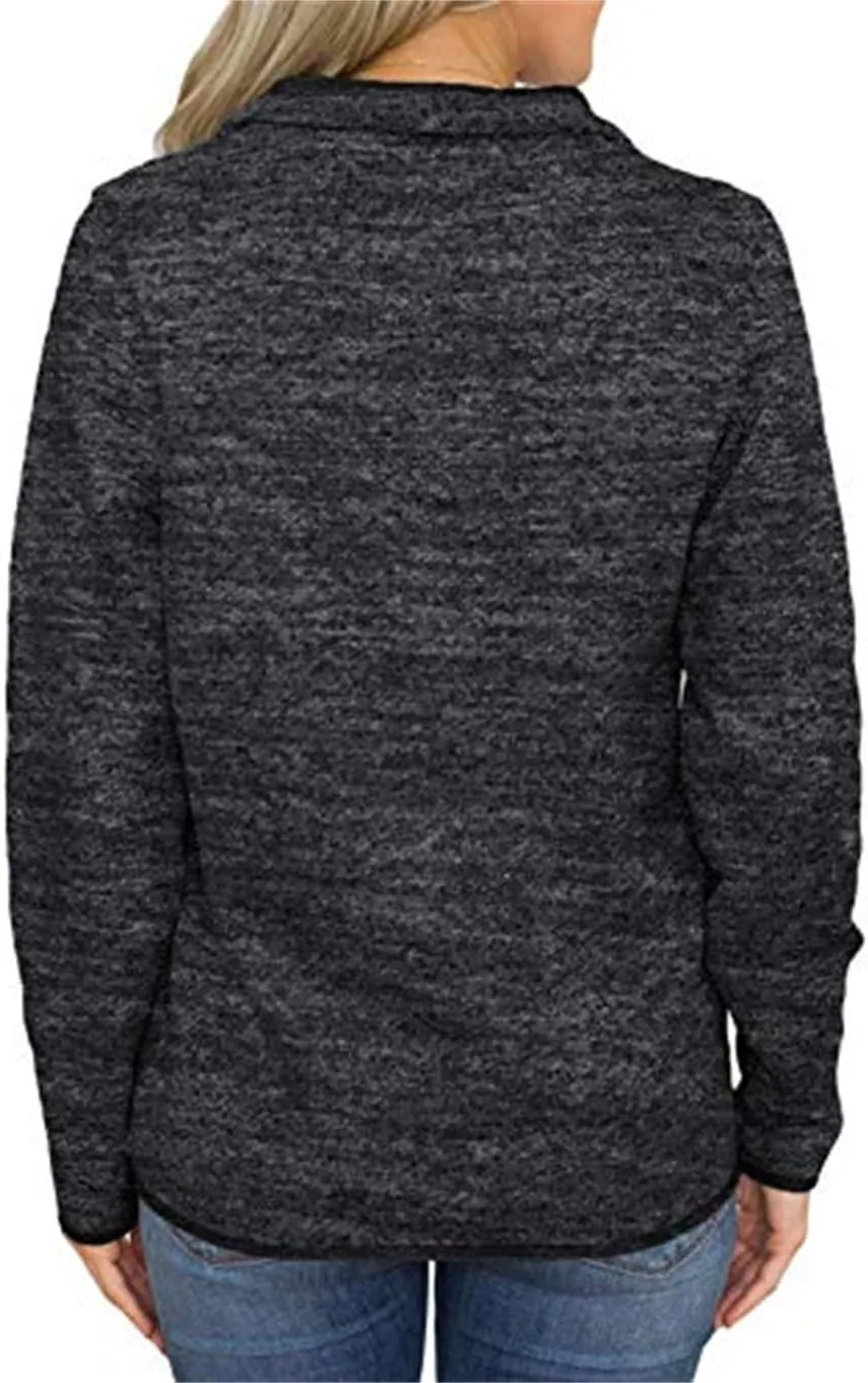 Artfish Women's Women Quarter Zip Casual Pullovers Lightweight Fleece Sweatshirts with Pockets