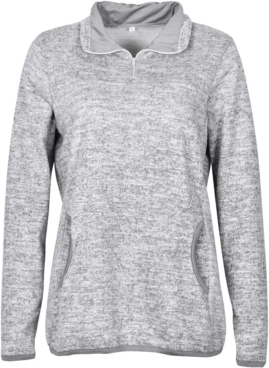 Artfish Women's Women Quarter Zip Casual Pullovers Lightweight Fleece Sweatshirts with Pockets