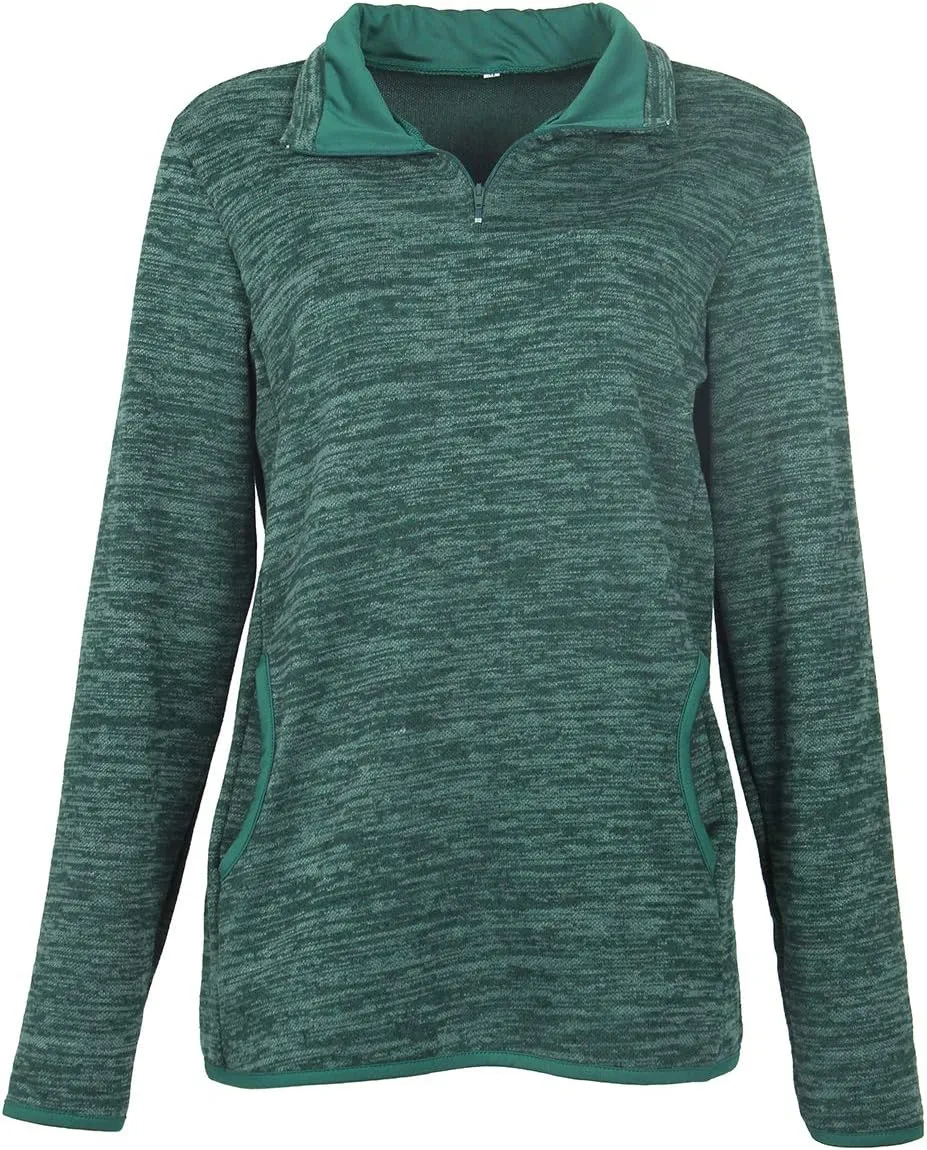 Artfish Women's Women Quarter Zip Casual Pullovers Lightweight Fleece Sweatshirts with Pockets