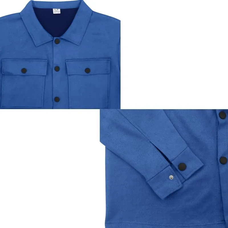 Athleisure 2-Piece Suede Set,Mens 2 Pieces Loose Casual Suits Long Sleeve Button Down Shirt Jacket Jogging Pants Set