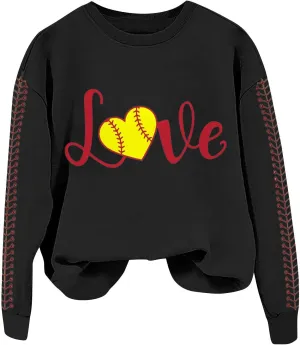 Baseball Sweatshirt Women Long Sleeve Comfy Baseball Shirts Softball Crewneck Graphic Pullover Game Day Sweatshirts