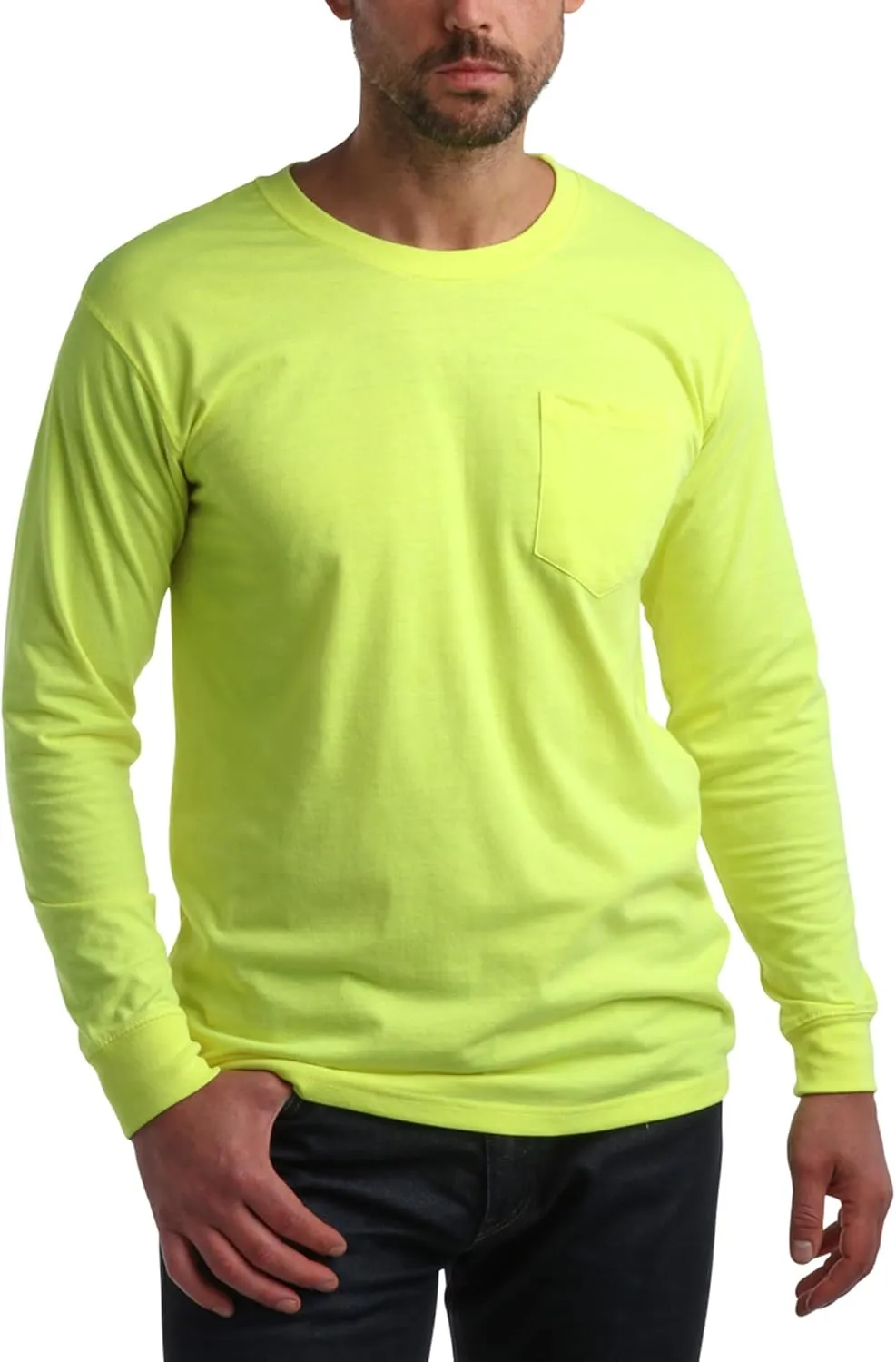 Bass Creek Outfitters Men's Long Sleeve Hi Vis Shirts - 4 Pack Construction Safety Workwear High Visibility Shirts for Men