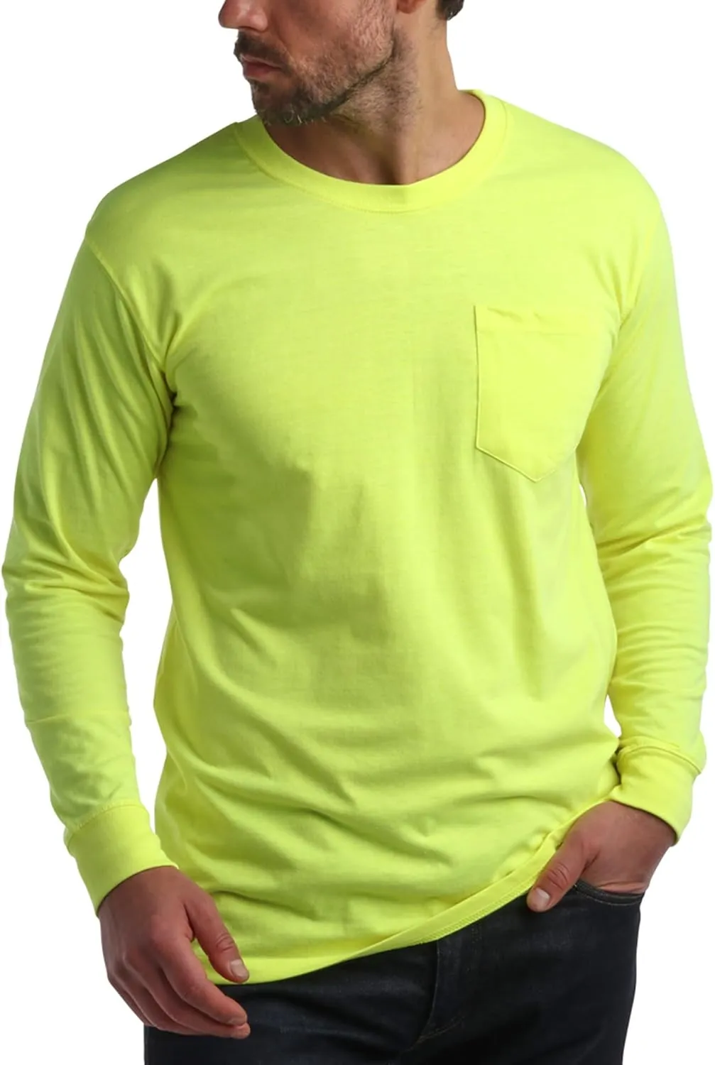 Bass Creek Outfitters Men's Long Sleeve Hi Vis Shirts - 4 Pack Construction Safety Workwear High Visibility Shirts for Men