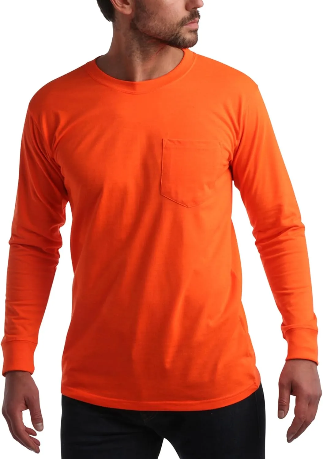 Bass Creek Outfitters Men's Long Sleeve Hi Vis Shirts - 4 Pack Construction Safety Workwear High Visibility Shirts for Men