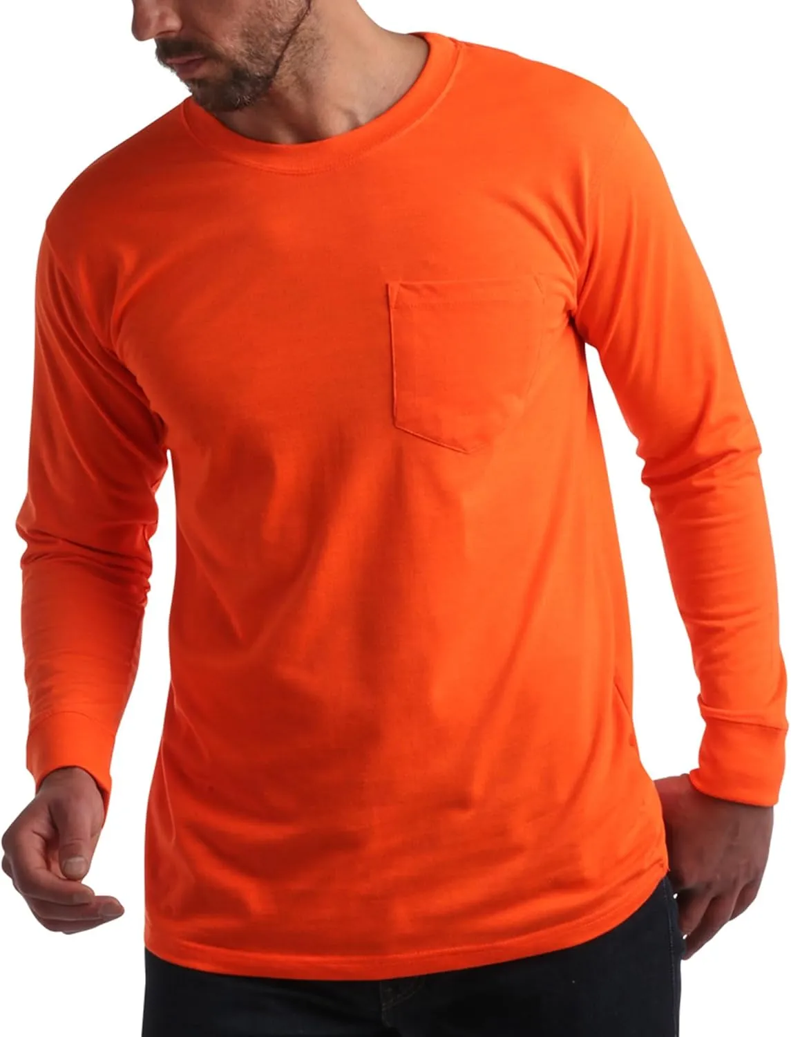 Bass Creek Outfitters Men's Long Sleeve Hi Vis Shirts - 4 Pack Construction Safety Workwear High Visibility Shirts for Men