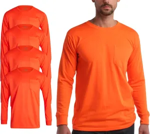Bass Creek Outfitters Men's Long Sleeve Hi Vis Shirts - 4 Pack Construction Safety Workwear High Visibility Shirts for Men