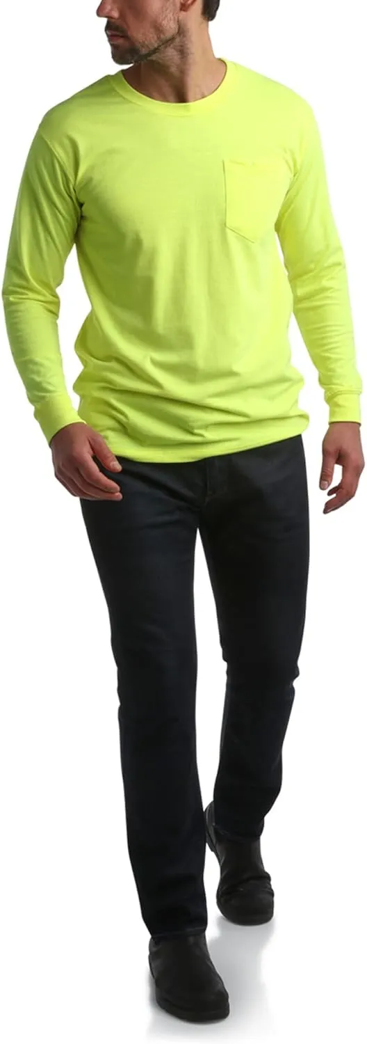 Bass Creek Outfitters Men's Long Sleeve Hi Vis Shirts - 4 Pack Construction Safety Workwear High Visibility Shirts for Men