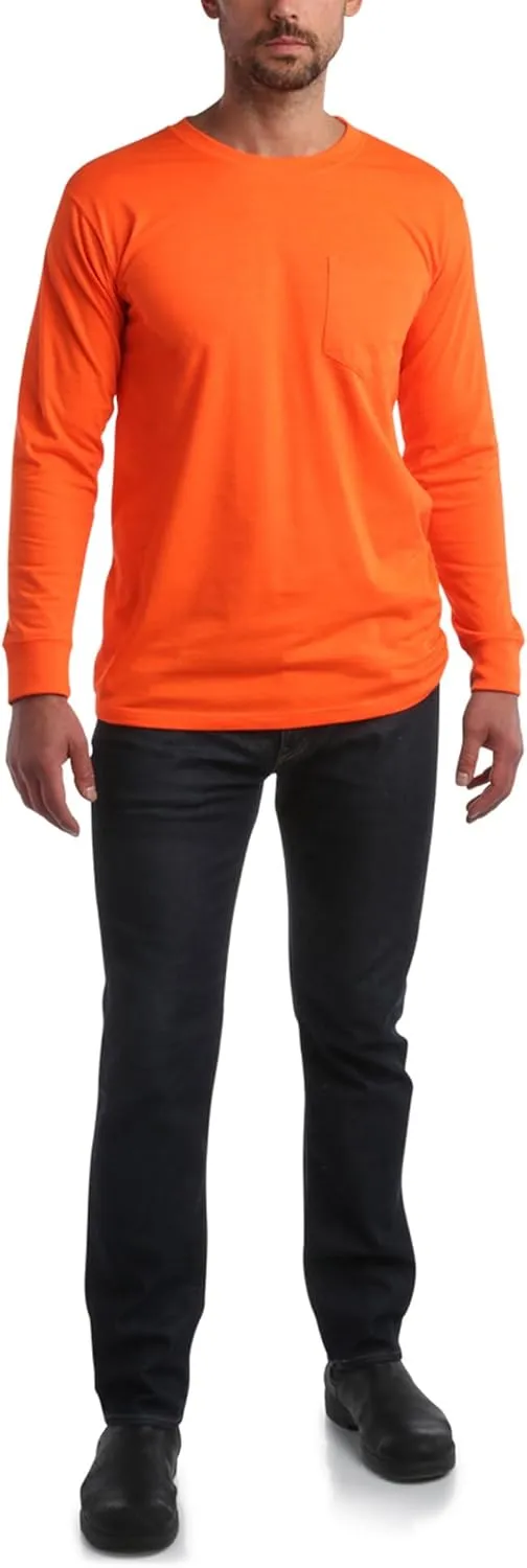 Bass Creek Outfitters Men's Long Sleeve Hi Vis Shirts - 4 Pack Construction Safety Workwear High Visibility Shirts for Men