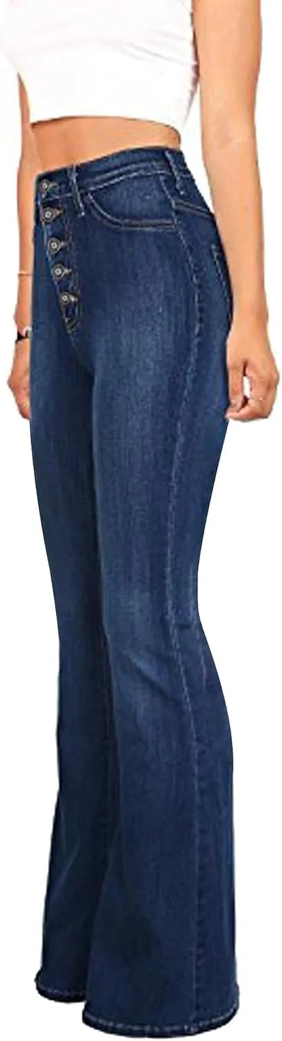 Bell Bottom Jeans for Women High Waisted Flare Jeans Vintage Bootcut Jeans Stretch Buttom Fly Wide Leg Denim Pant