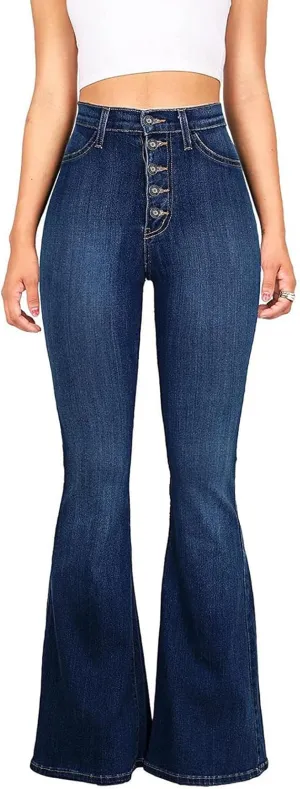 Bell Bottom Jeans for Women High Waisted Flare Jeans Vintage Bootcut Jeans Stretch Buttom Fly Wide Leg Denim Pant