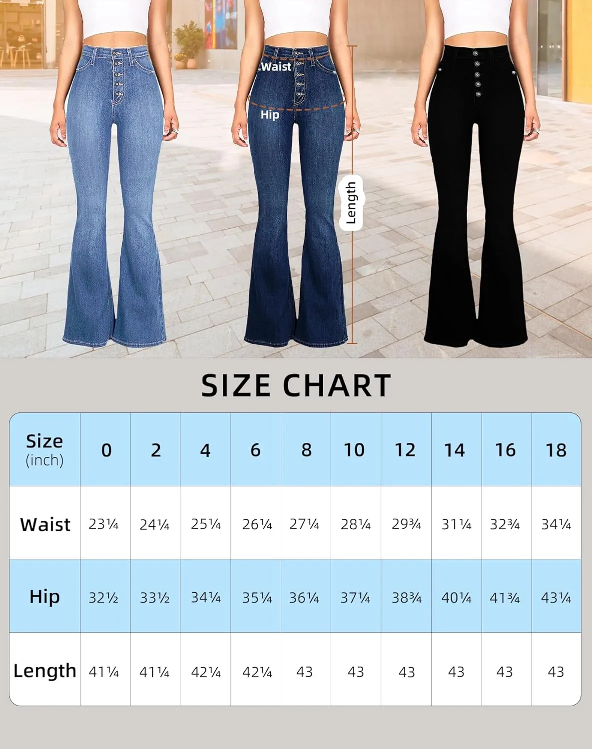 Bell Bottom Jeans for Women High Waisted Flare Jeans Vintage Bootcut Jeans Stretch Buttom Fly Wide Leg Denim Pant