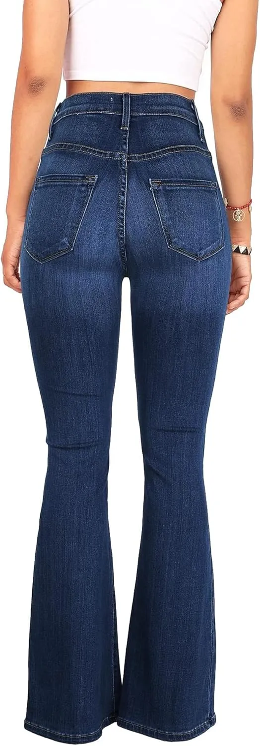 Bell Bottom Jeans for Women High Waisted Flare Jeans Vintage Bootcut Jeans Stretch Buttom Fly Wide Leg Denim Pant