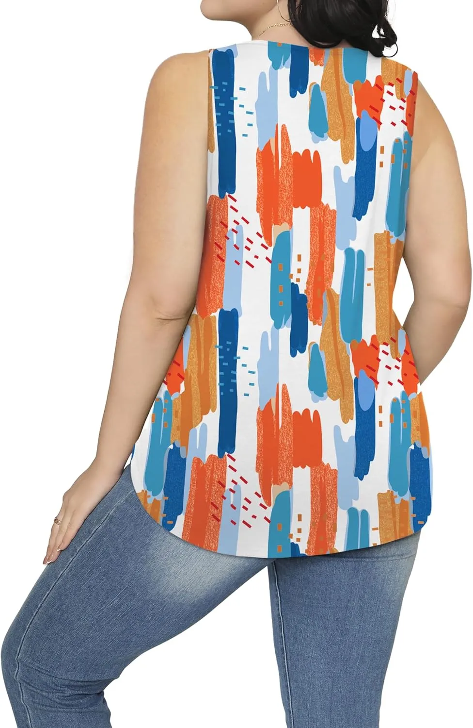 Besshopie Womens Summer Tank Tops Pleated Round Neck Sleeveless Tops for Women Casual Flowy