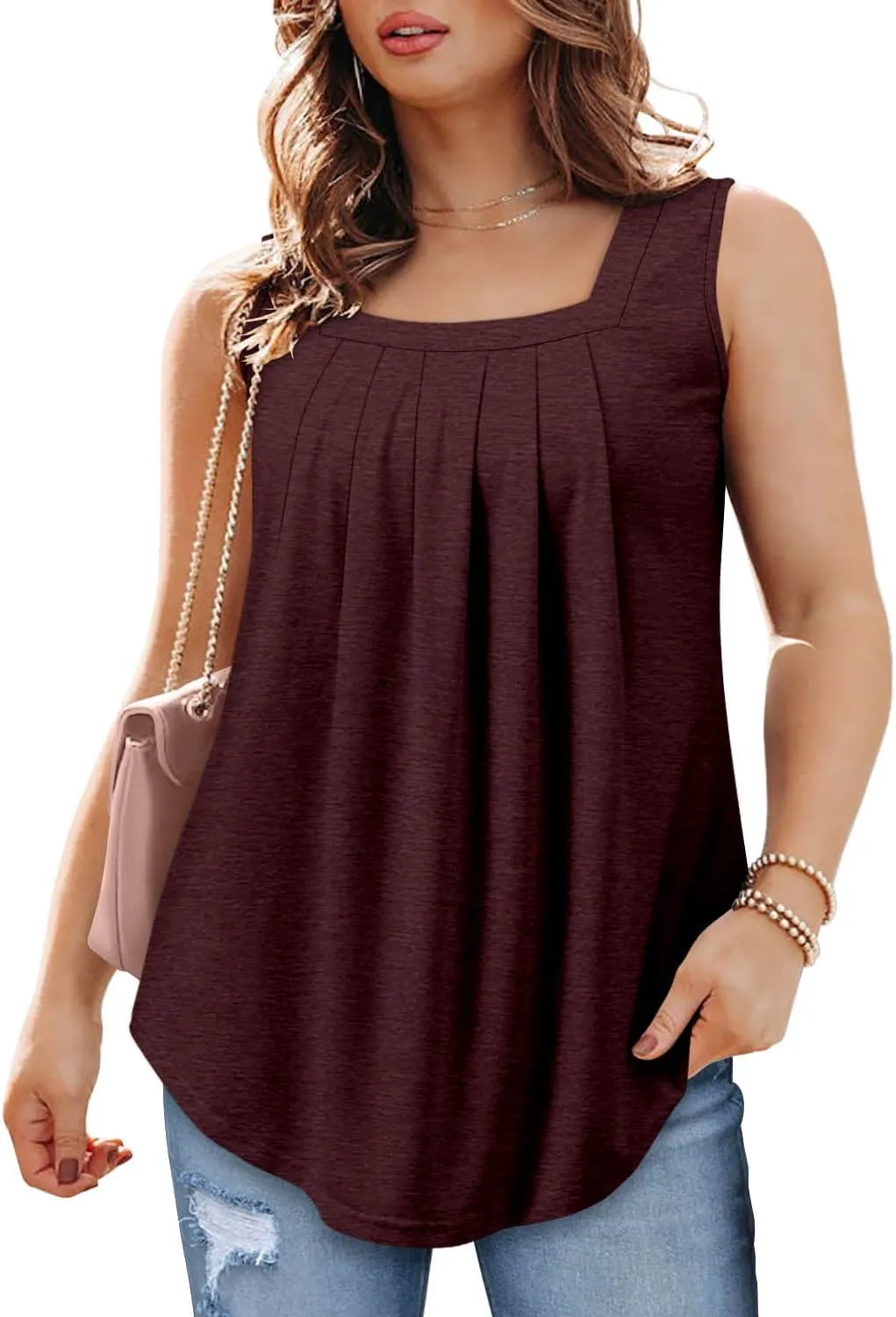 BETTE BOUTIK Womens Tank Tops Pleated Sleeveless Blouse Short Sleeve Tops Basic Shirts S-3XL