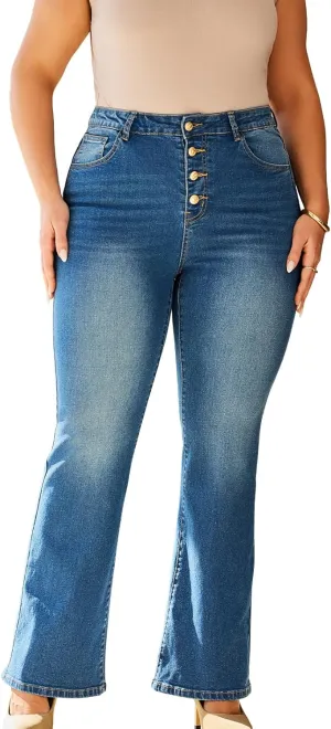 Boot Cut Jeans for Woman Stretch Jeans with high Waisted & Womens Bootcut Jeans with a 4 Button Closure （Standard）