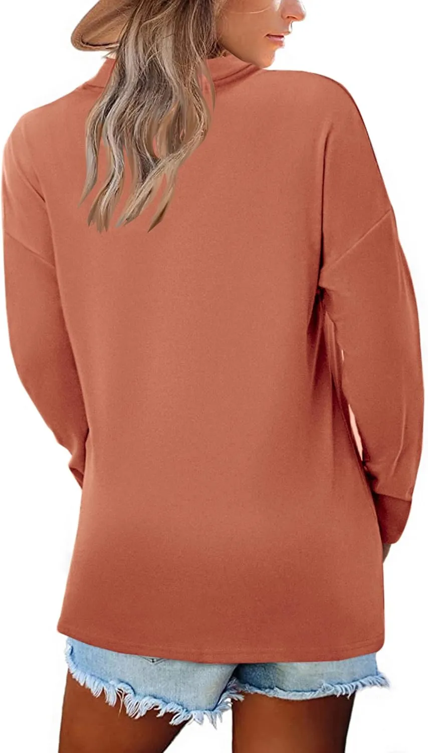 BZB Women Polo Shirts Shawl Neck Long Sleeve Tops Tunic Tops to Wear with Leggings